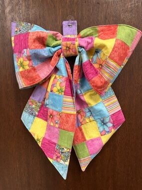 Colorful Patchwork Bow Door Hanger
